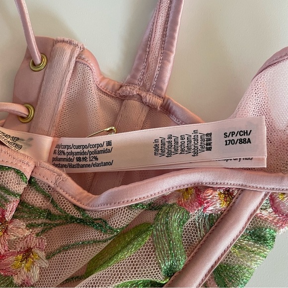 New! Victorias Secret Classic Lily Embroidery Corset top pink 20025 - Picture 9 of 13